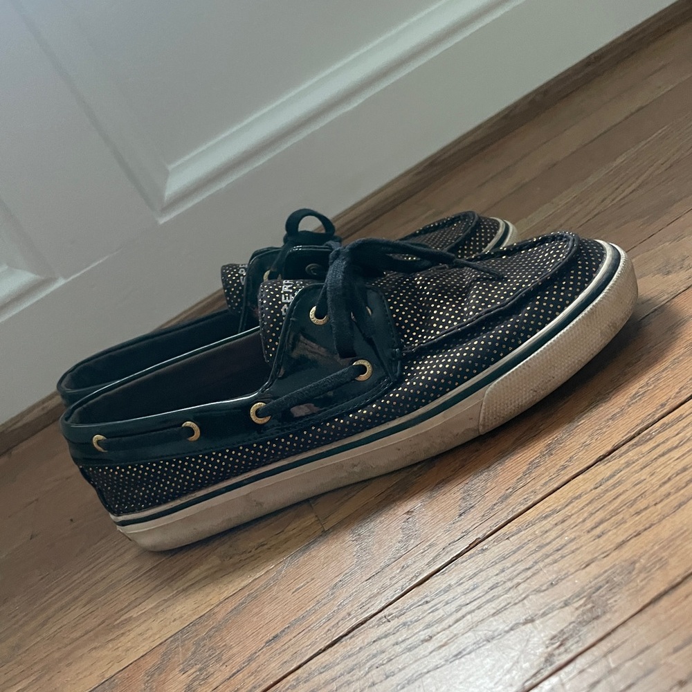 Black & Metallic Gold Sperry